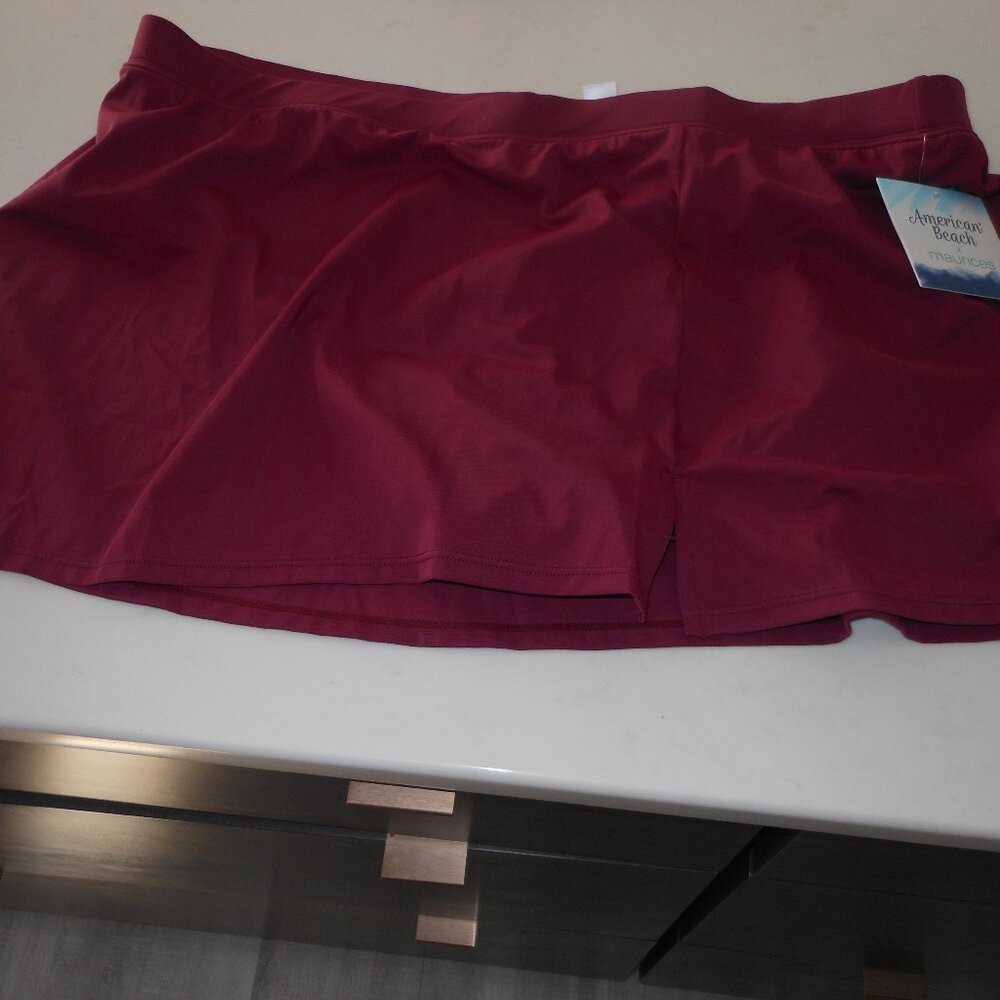 NWT Women Burgundy Swim Skirt, American Beach x Maurices, XXL